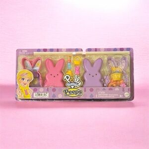 Polly Pocket Micro Doll x Peeps & 2 Playsets 7 Themed Accessories Easter Basket